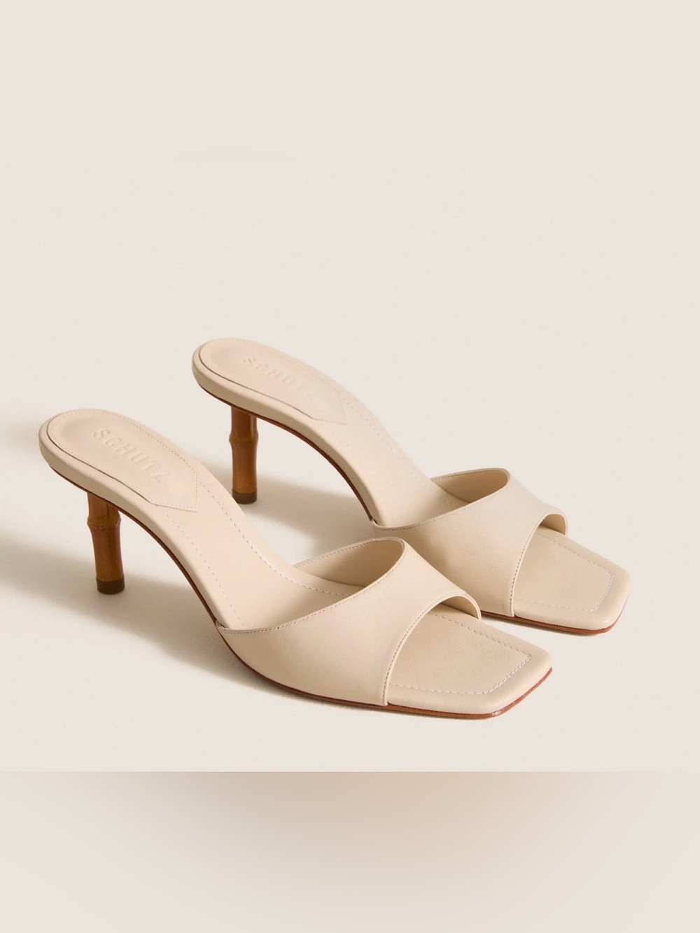 SCHUTZ Beige Open-Toe Mule Heel